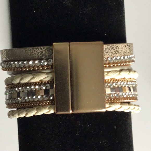 Braided Leather Wrap Bracelet Boho Cuff - Picture 4 of 6